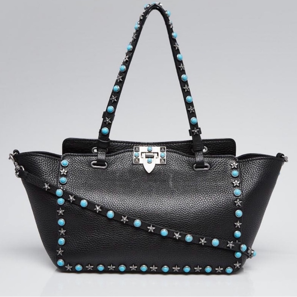 Valentino Black Studded Tote Bag